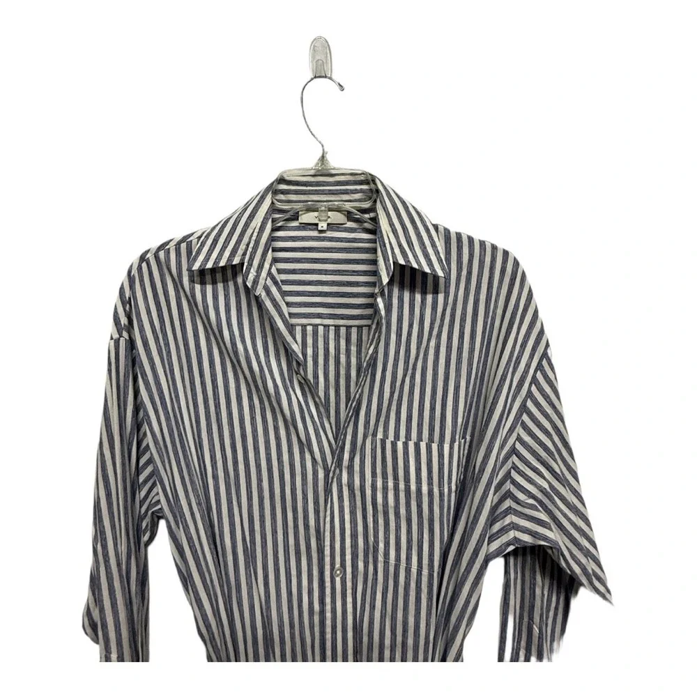VINCE Coastal Stripe Shirt Dress in Coastal Blue / Optic White Size Medium M - Picture 3 of 7